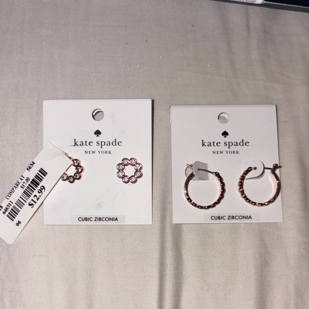 Kate Spade Pink and Gold Earring Duo